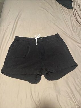 Women's Black Athletic Drawstring Shorts with Front Pockets